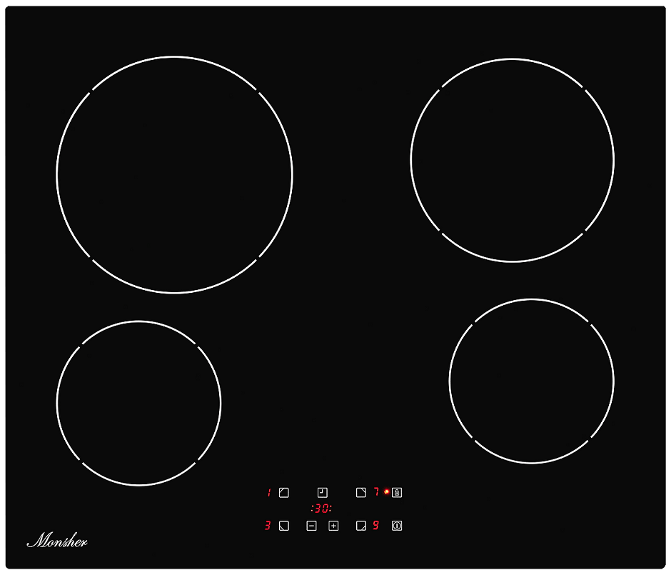Изображение товара Электрическая варочная панель Monsher MHE 6001 60 см 4 конфорки цвет черный