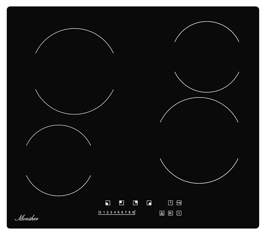 Изображение товара Электрическая варочная панель Monsher MHE 6002 4 конфорки стеклокерамика 6000 Вт