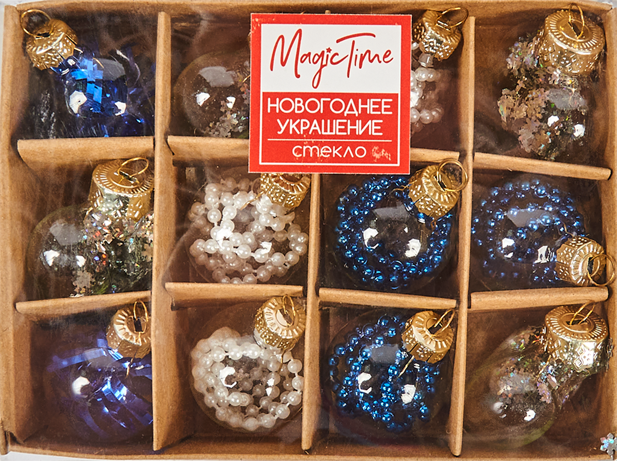 Изображение товара Набор ёлочный шаров Холодный, 12 шт, 10x3.7x13.8 стекло серебристый