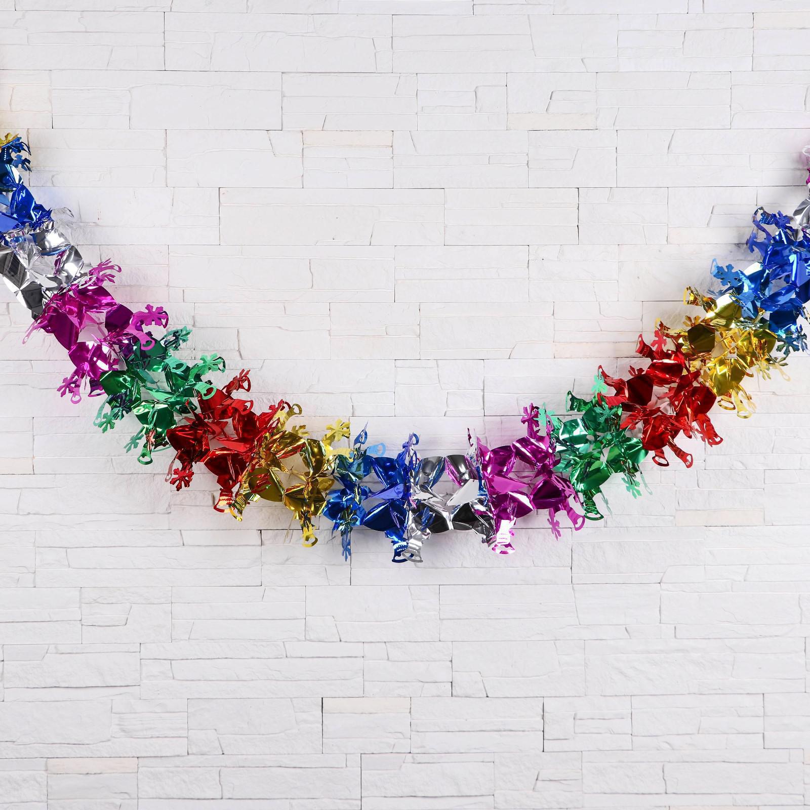 Изображение товара Новогодняя гирлянда-растяжка Зимнее волшебство из фольги Круг-колокольчик 2.5 м d-25 см