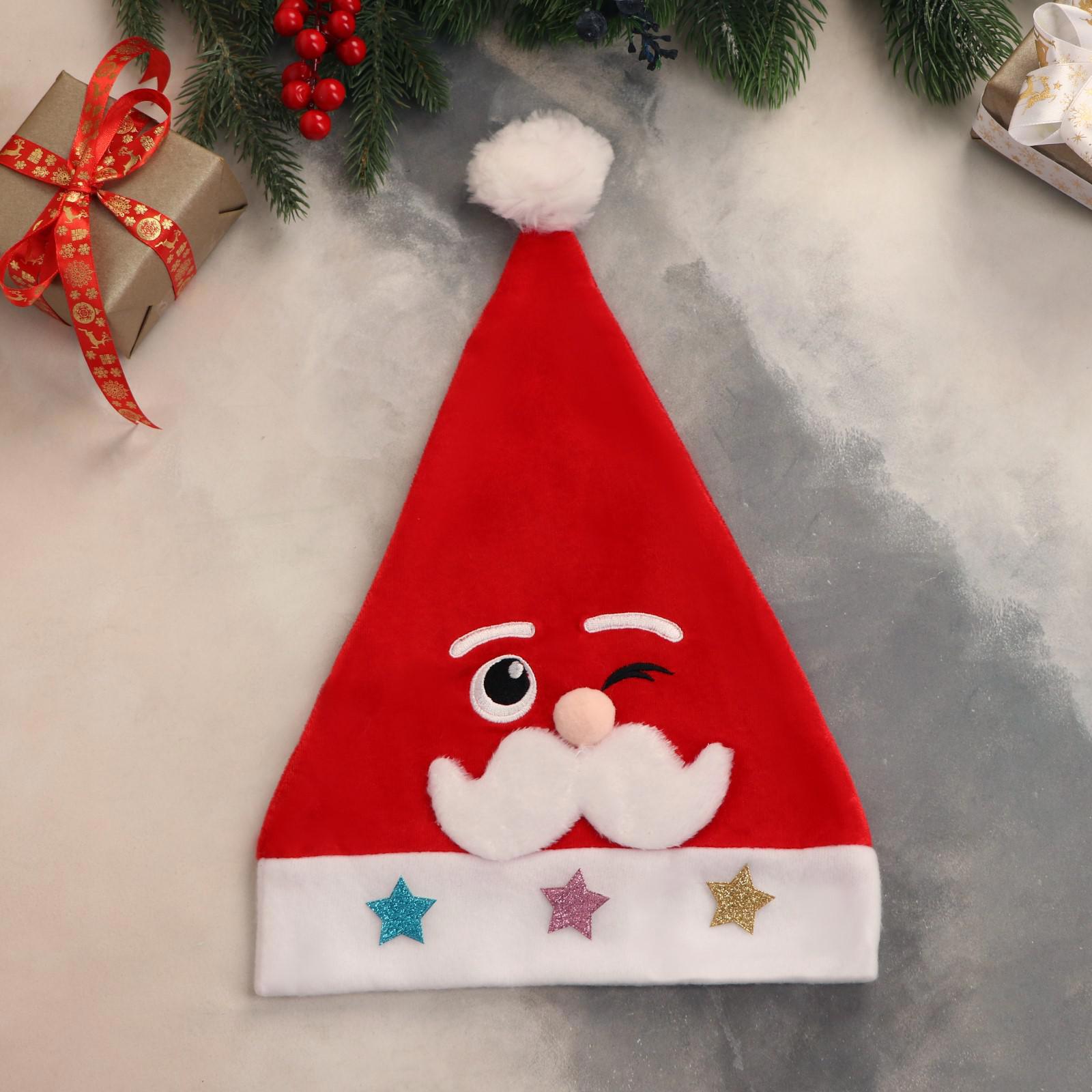 Изображение товара Колпак новогодний Зимнее волшебство Озорник со звёздами 25x33 см