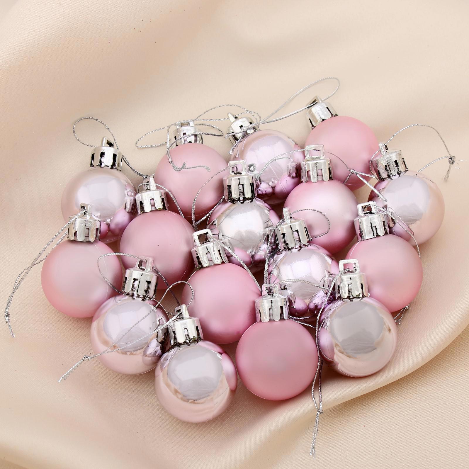 Изображение товара Набор елочных шаров Зимнее волшебство 4196489 Зефир 3 см пластик розовый 16 шт