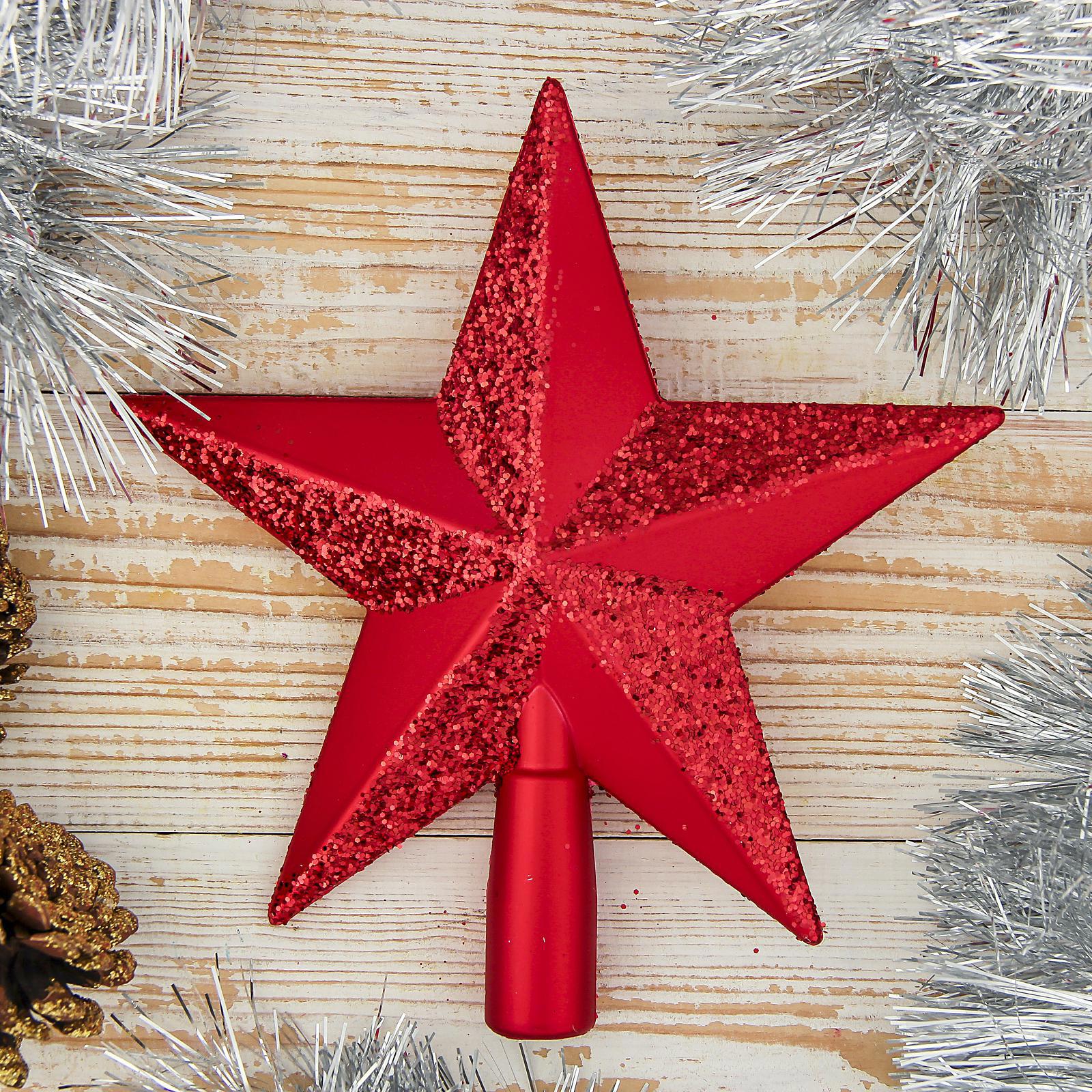 Изображение товара Наконечник для ёлки Зимнее волшебство Звезда 19.5 см красная