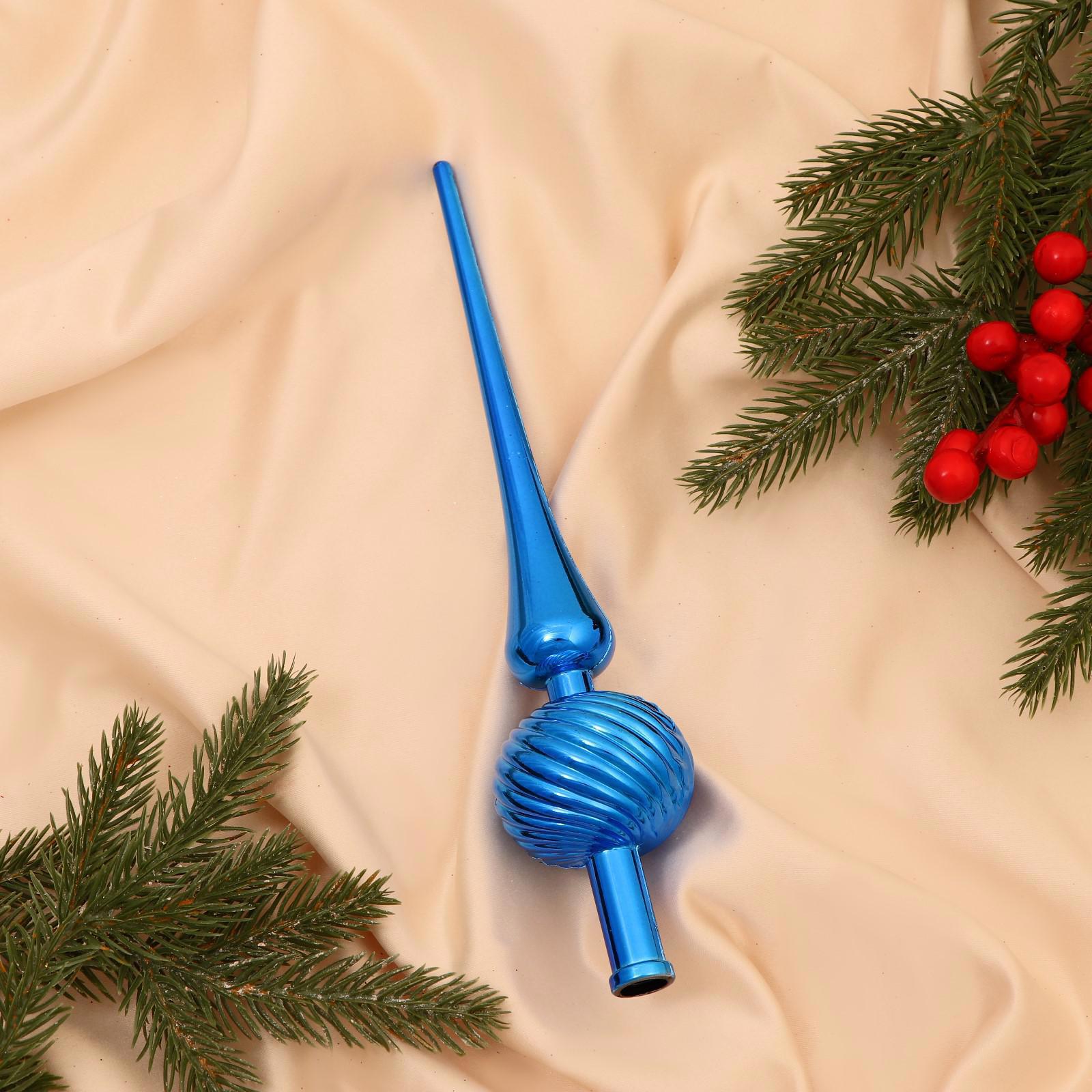 Изображение товара Наконечник для ёлки Зимнее волшебство Классика полосы 25 см синий