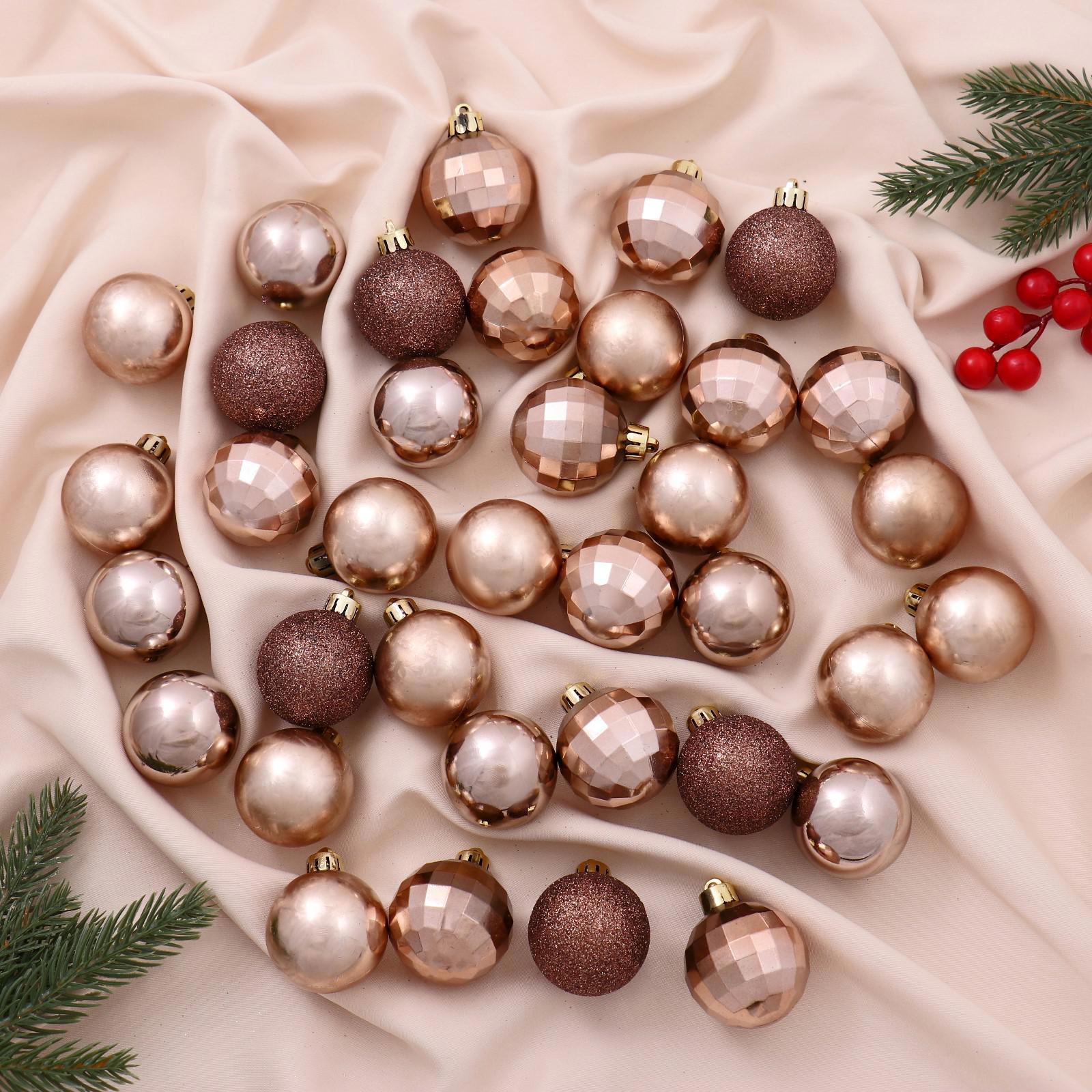 Изображение товара Набор елочных шаров Зимнее волшебство ассорти коричневый 36 шт Диско пластик