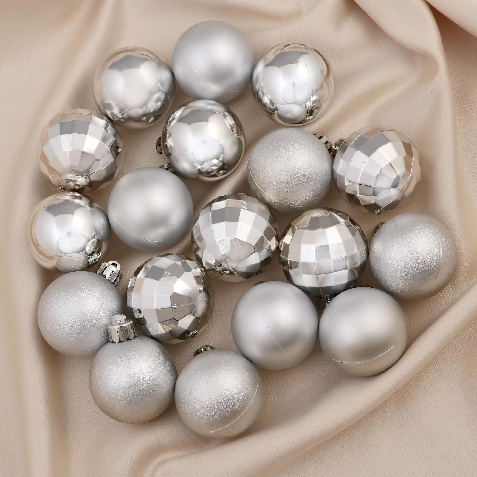 Изображение товара Набор елочных шаров Зимнее волшебство Диско ассорти 36 шт 4 см пластик серебристый
