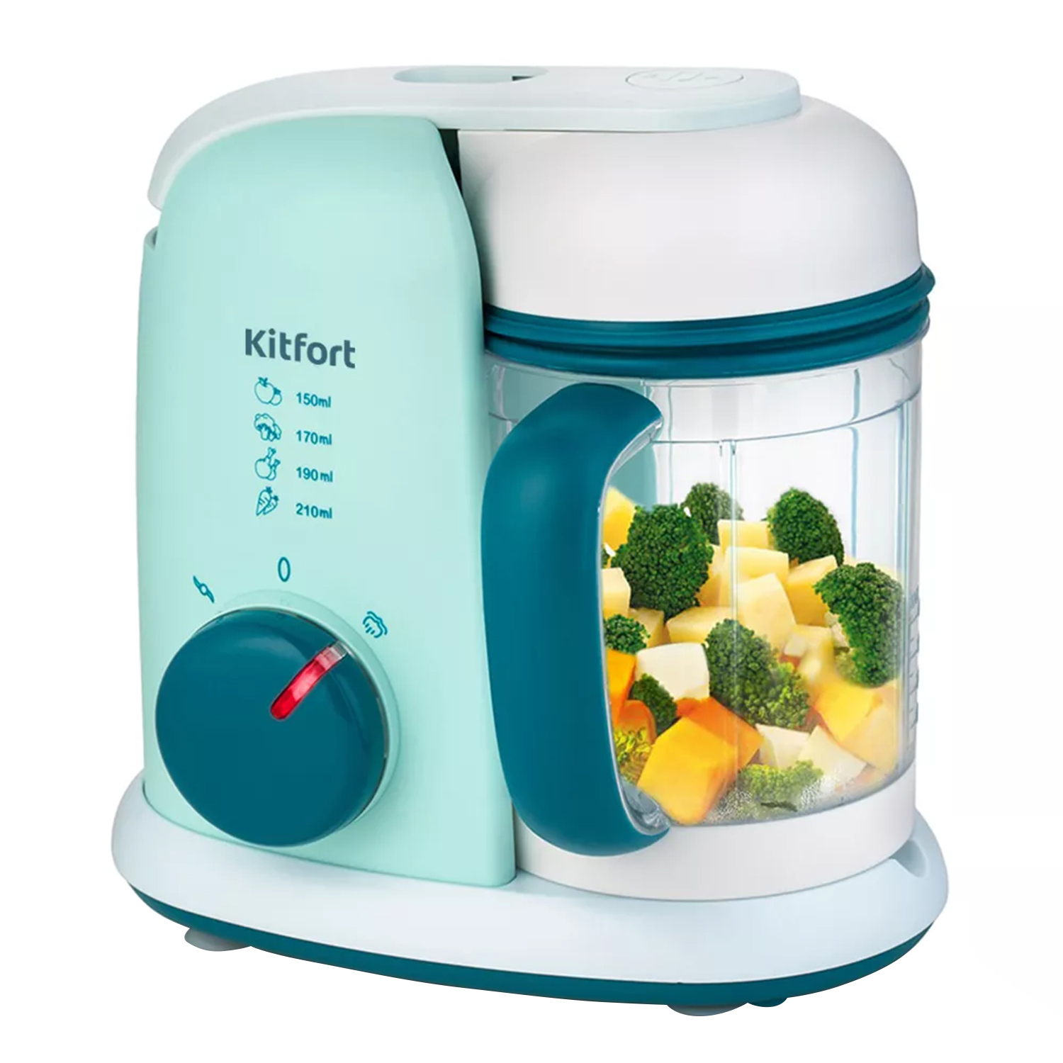 Изображение товара Пароварка Kitfort КТ-2305 блендер 2 в 1 зеленый бирюзовый