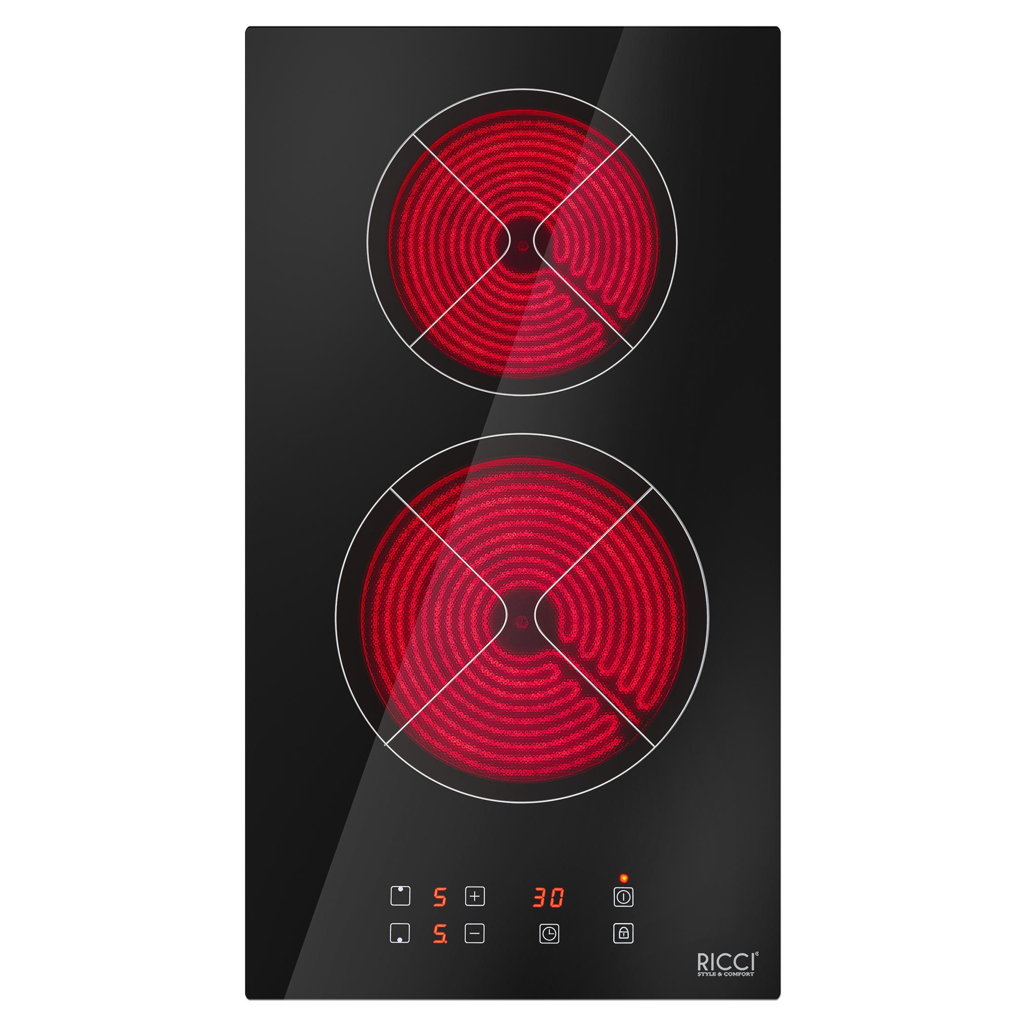 Изображение товара Стеклокерамическая варочная панель Ricci KS-T23003R 28.80 см 2 конфорки цвет черный
