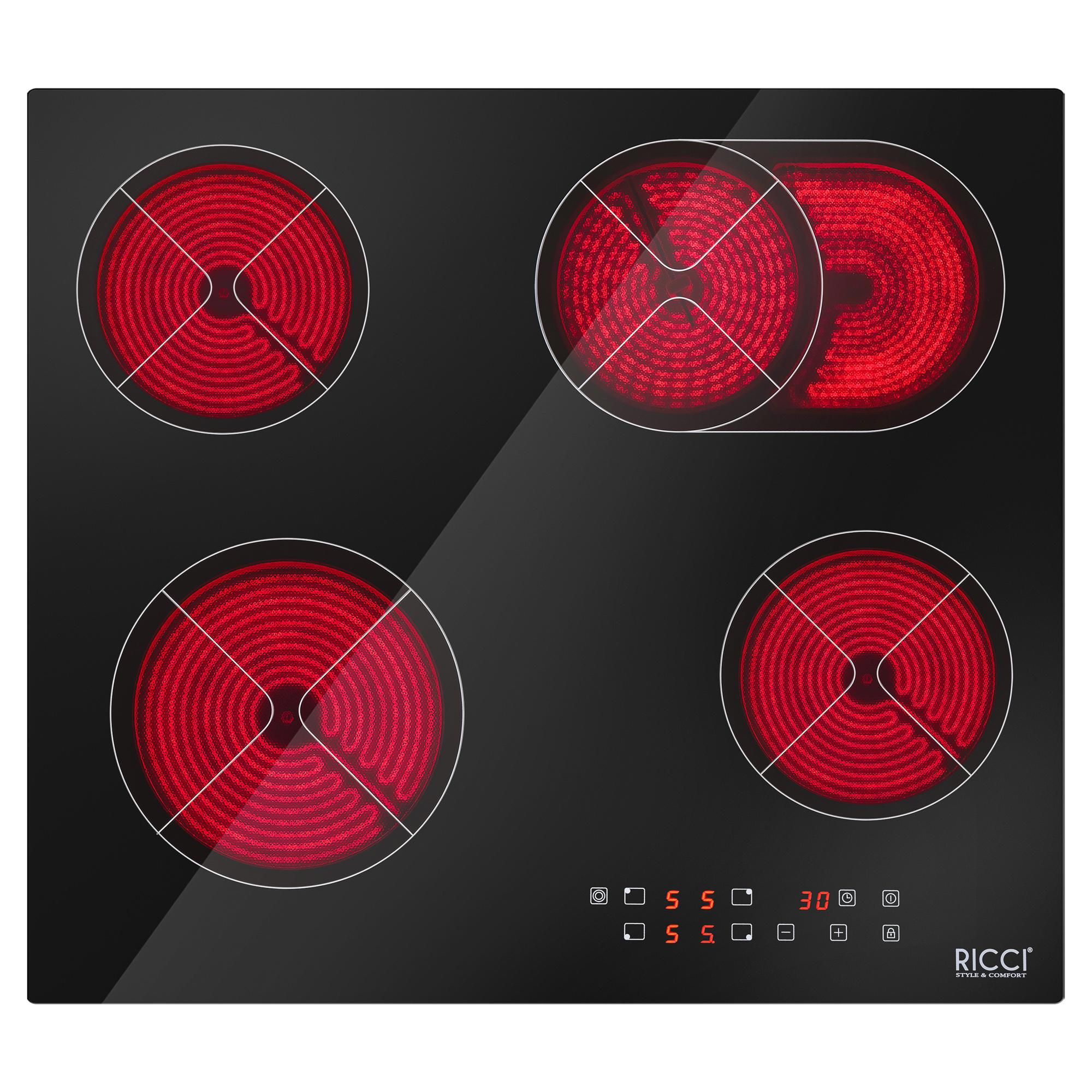 Изображение товара Электрическая варочная панель Ricci KS-T46202R 59 см 4 конфорки цвет черный
