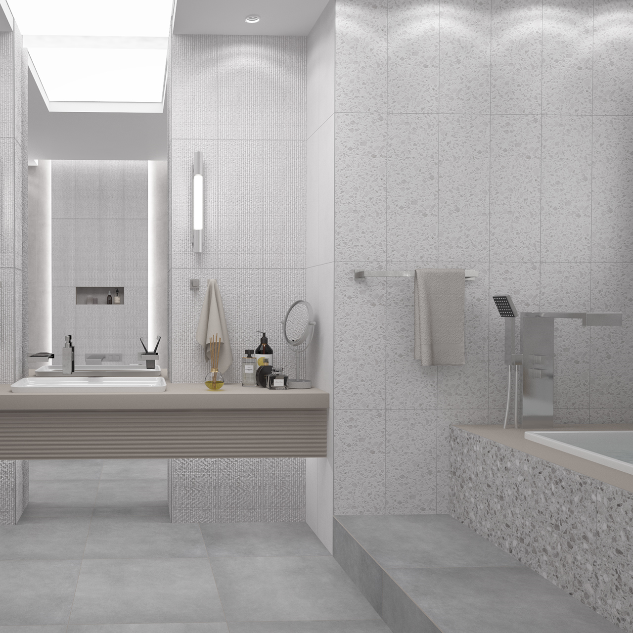 Изображение товара Плитка настенная Azori Terrazzo Bianco 25.1x70.9 см белая для стен интерьера