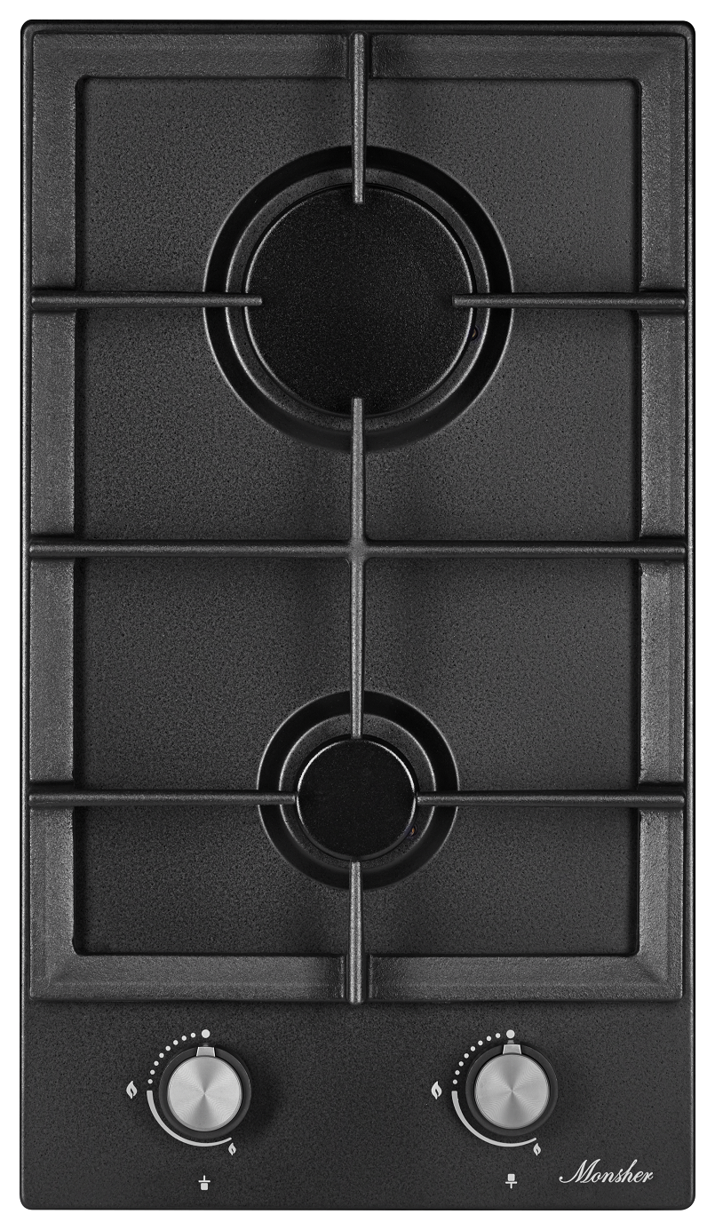 Изображение товара Газовая варочная панель Monsher MSG 30 Noir 30 см 2 конфорки черный