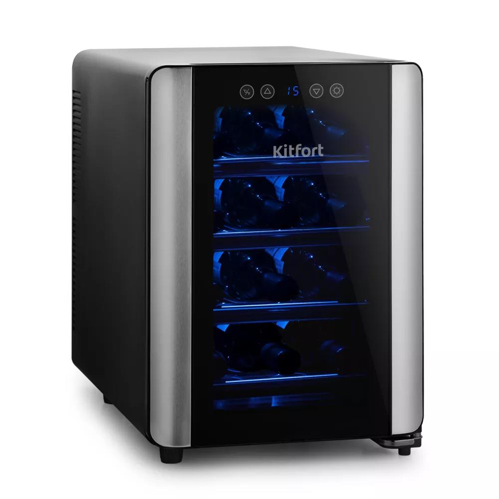 Изображение товара Винный шкаф Kitfort 34x50x47.50 см 12 бутылок металл цвет черный