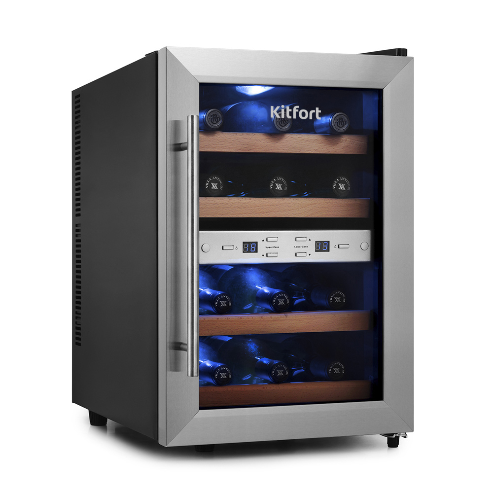 Изображение товара Винный шкаф Kitfort 34x53.20x50.50 см 12 бутылок металл цвет черный