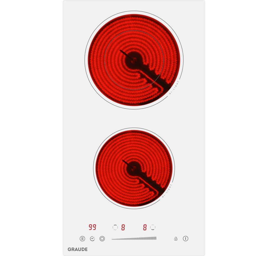 Изображение товара Стеклокерамическая варочная панель Graude EK 30.0 W 28.80 см 2 конфорки цвет белый