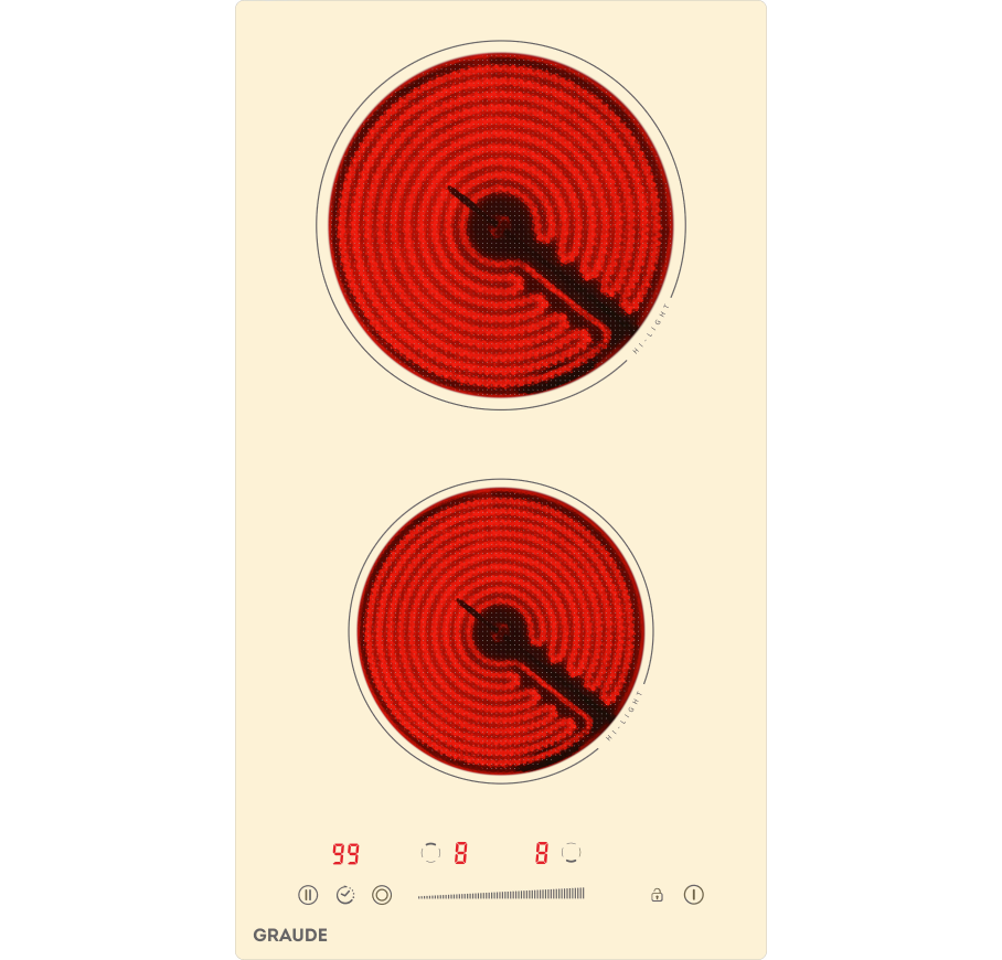 Изображение товара Стеклокерамическая варочная панель Graude EK 30.0 C 28.80 см 2 конфорки цвет бежевый