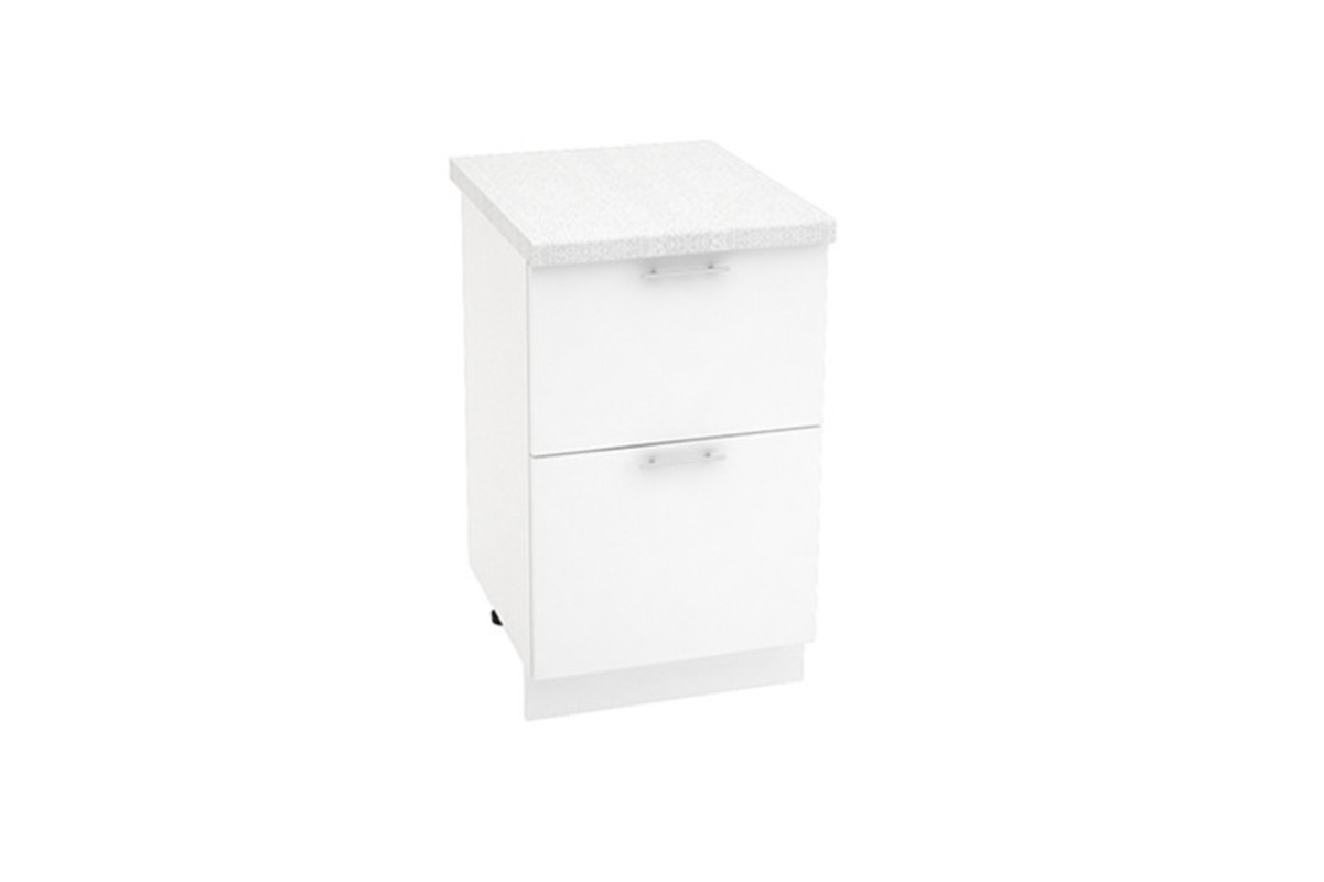 Изображение товара Напольный шкаф Валерия 50x81.6x47.8 см белый с 2 ящиками современная мебель для кухни