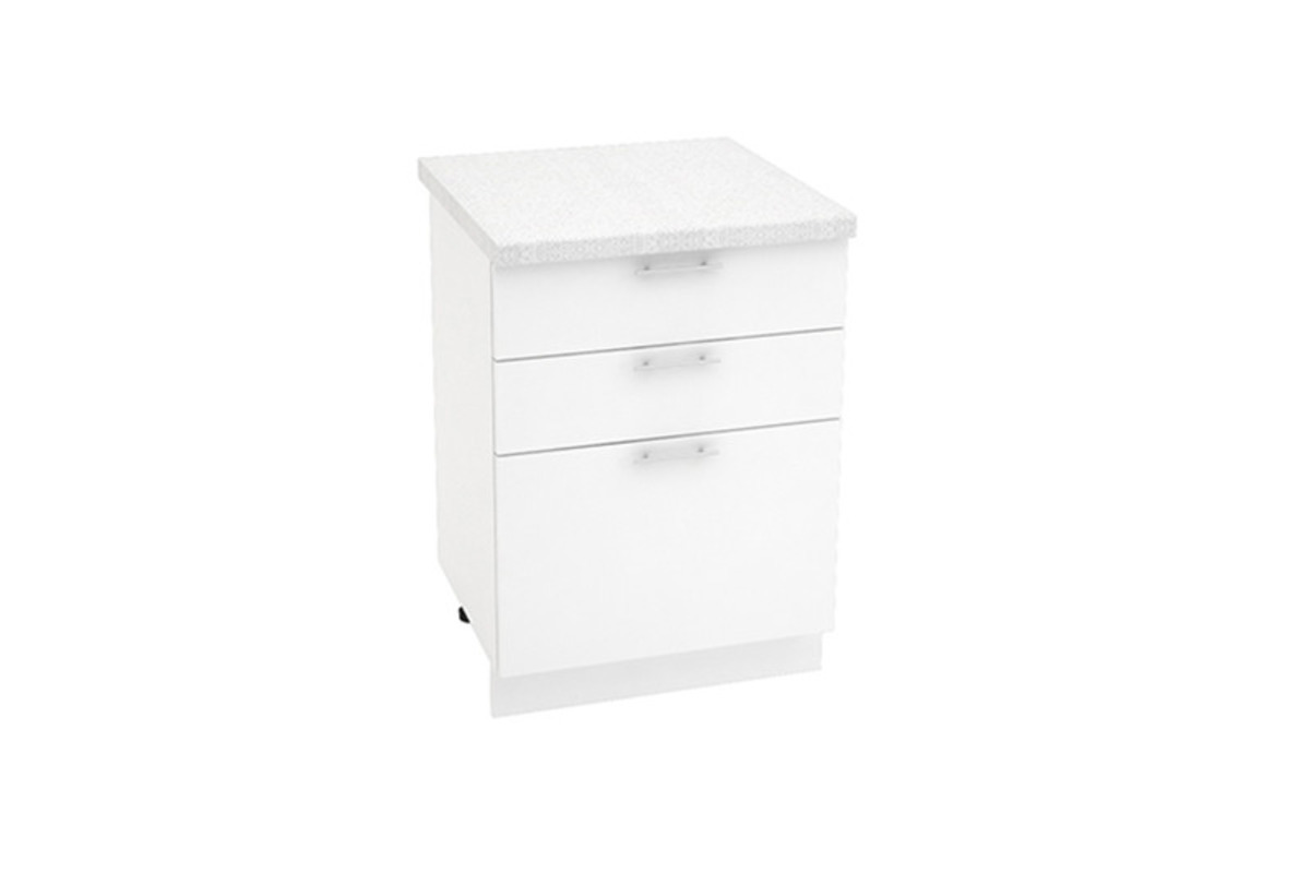 Изображение товара Напольный шкаф Валерия 60x81.6x47.8 см 3 ящика белый МДФ и ЛДСП