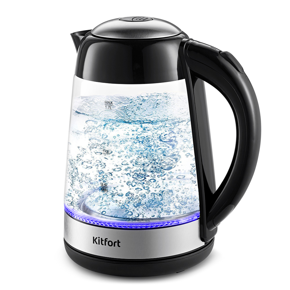 Изображение товара Электрический чайник Kitfort КТ-6125 черный и серебряный 1.7 л