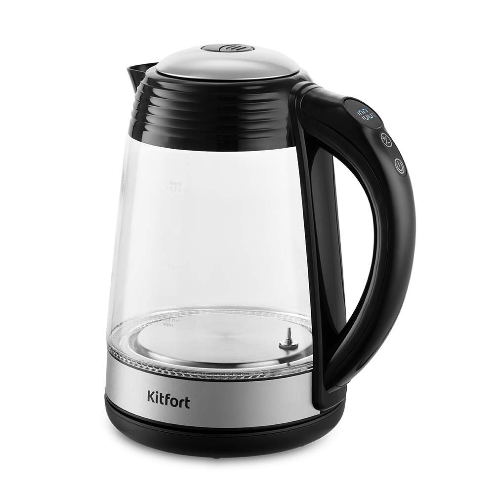 Изображение товара Электрический чайник Kitfort КТ-6126 1.7 л стекло пластик металл черный металлик