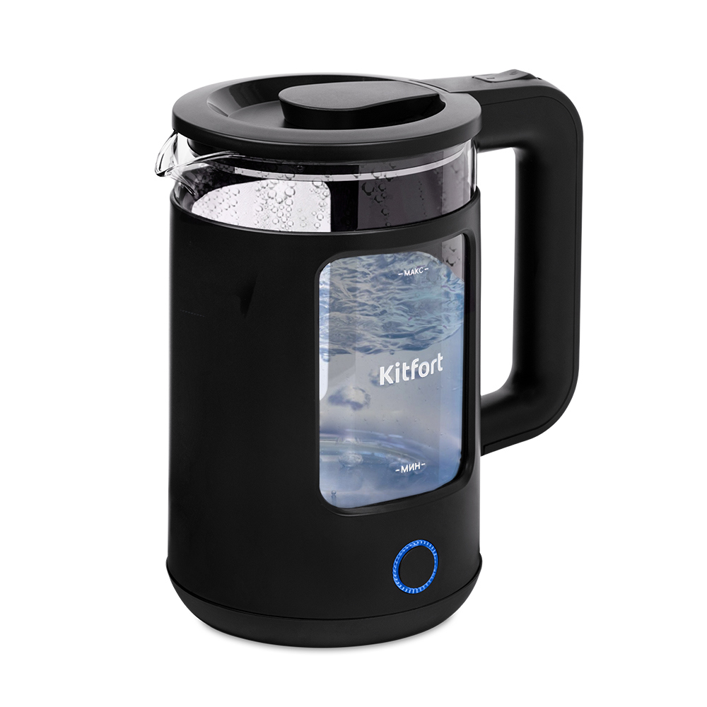Изображение товара Электрический чайник Kitfort Кт-6171 1.8 л черный стекло пластик подсветка