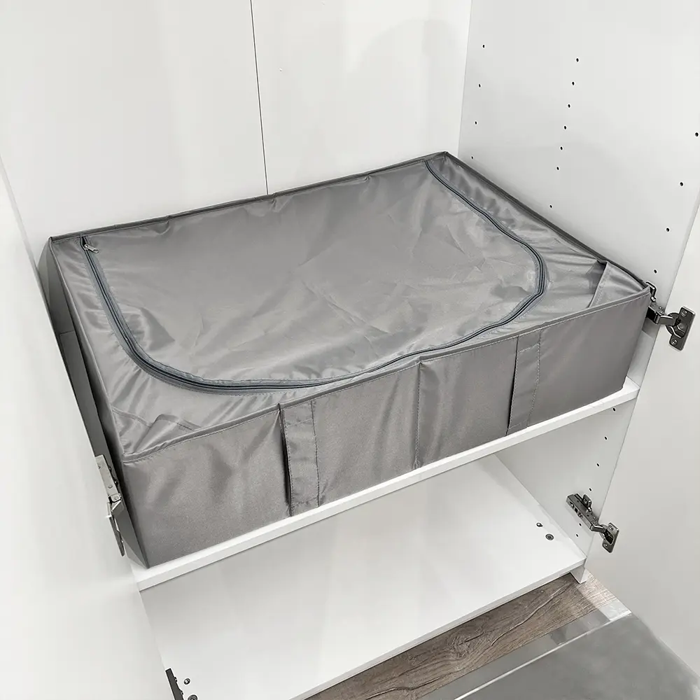Короб для хранения с крышкой 72x18x52 см полиэстер цвет серый - 7