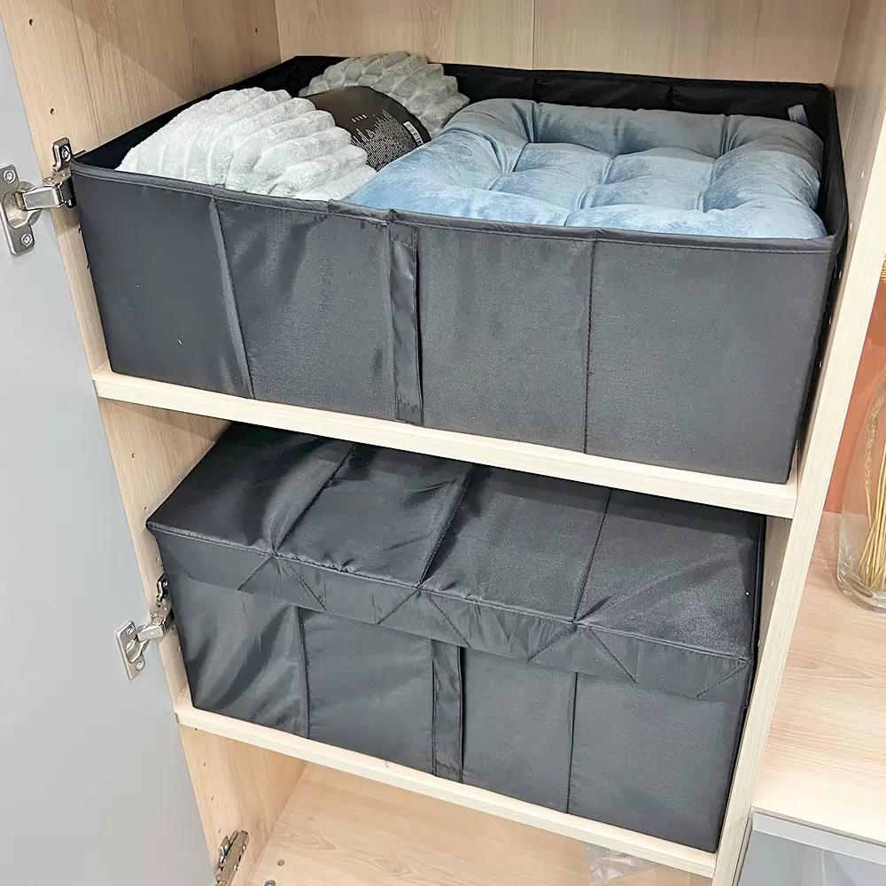 Короб для хранения без крышки 55x25x39 полиэстер цвет черный - 10