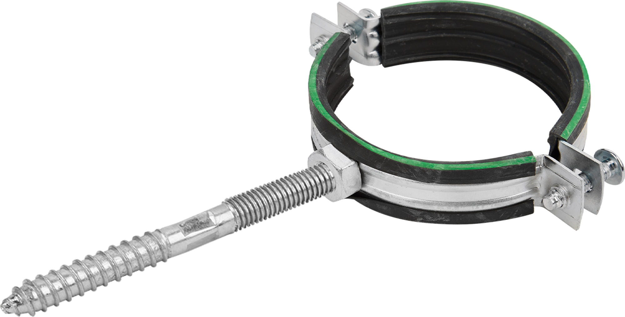 Изображение товара Хомут для труб Mayer 2 1/2" ø74-80 мм со шпилькой 10x100 и дюбелем гайка M10