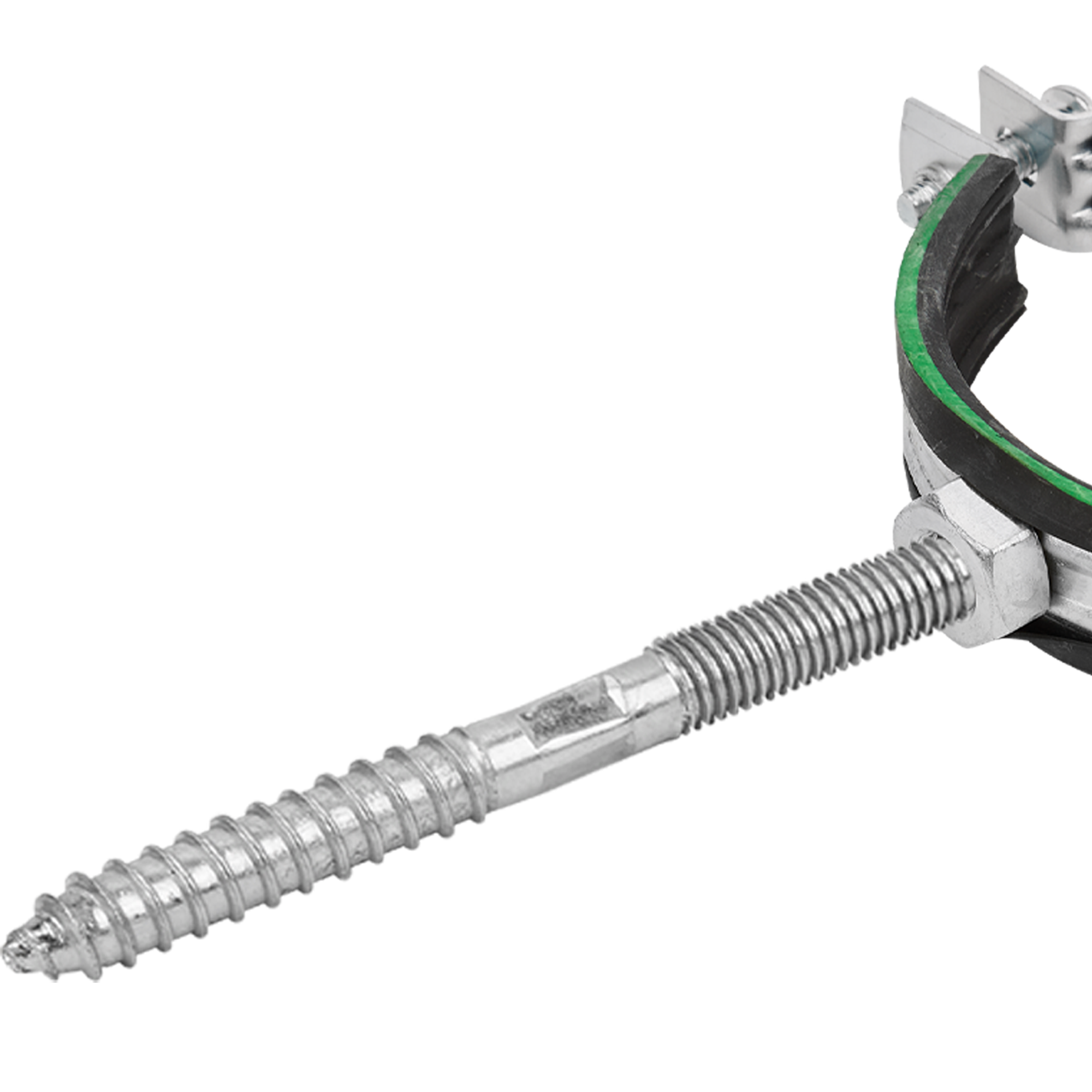 Хомут для труб Mayer 2 1/2" ø74-80 мм со шпилькой 10x100 и дюбелем гайка M10 - 1