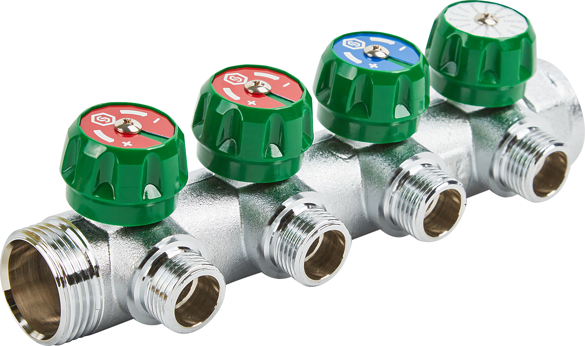 Изображение товара Коллектор Stout 4 отвода 1x1/2 латунь для отопления и водоснабжения