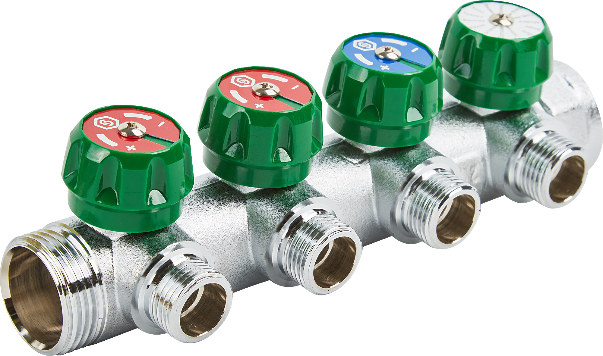 Коллектор Stout на 4 отвода 1"x1/2" латунь