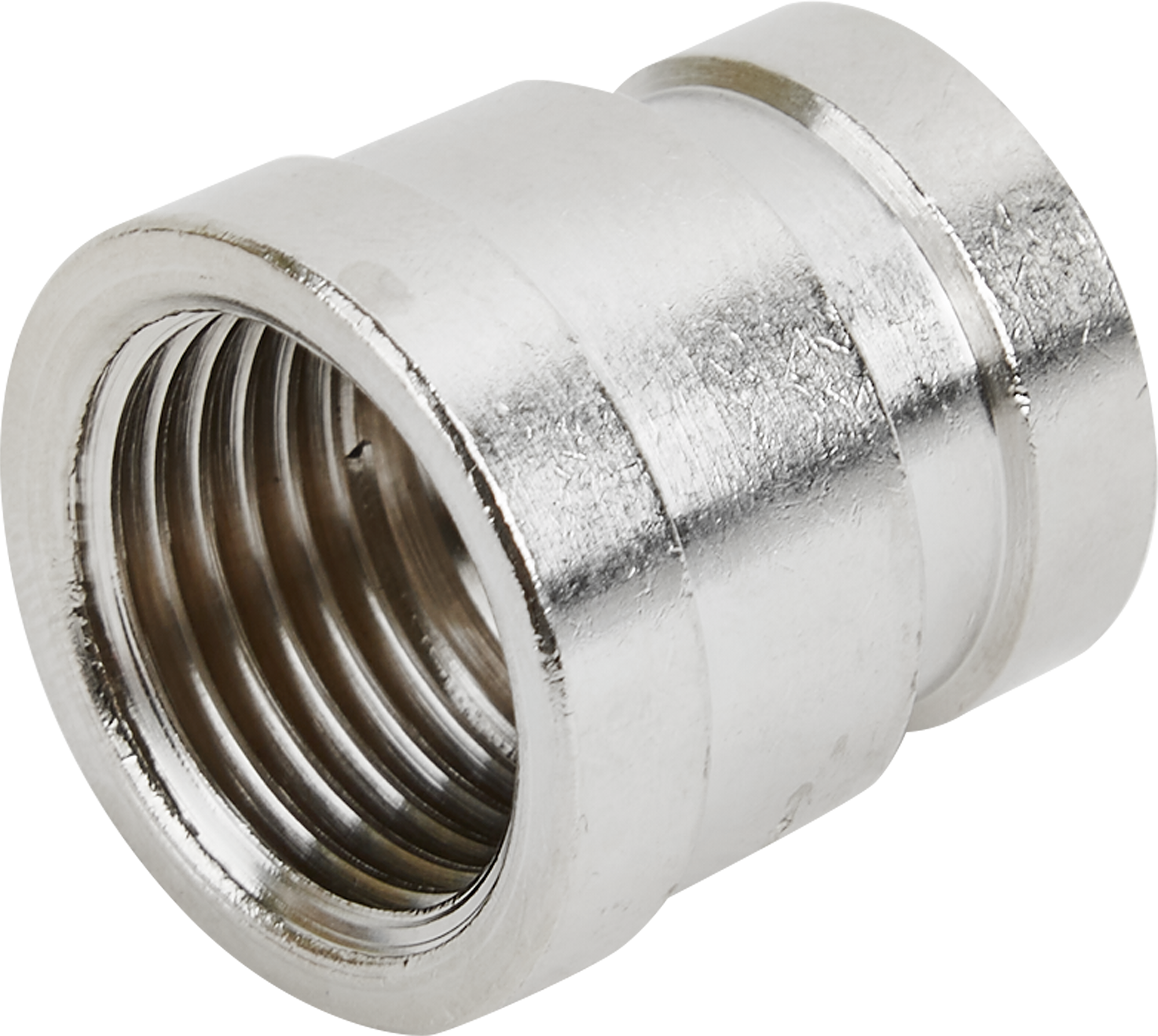 Изображение товара Муфта переходная 1/2"x3/8" латунь никелированная для систем водоснабжения и отопления