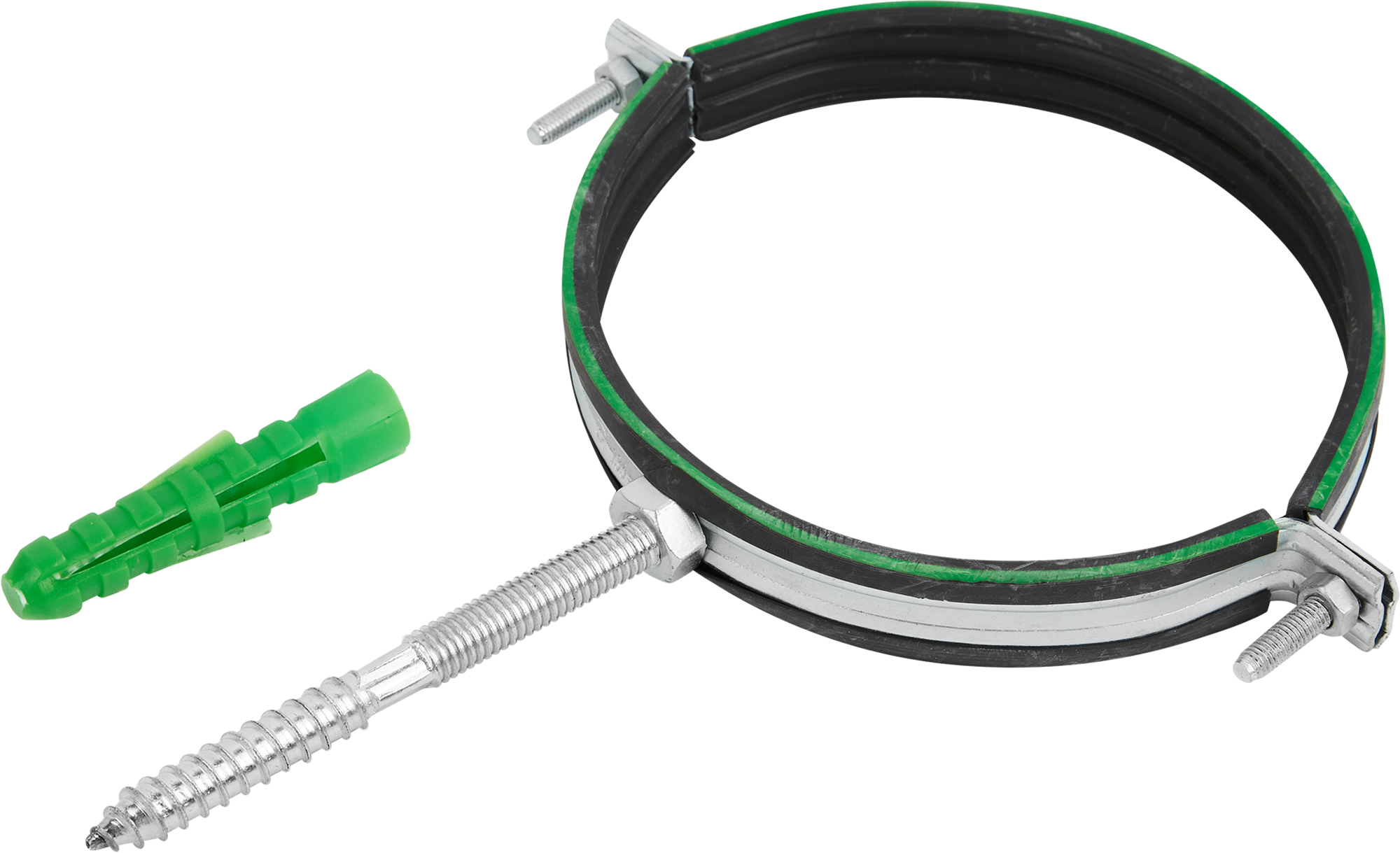 Хомут для труб Mayer 5" ø135-143 мм со шпилькой 10x100 и дюбелем гайка М10