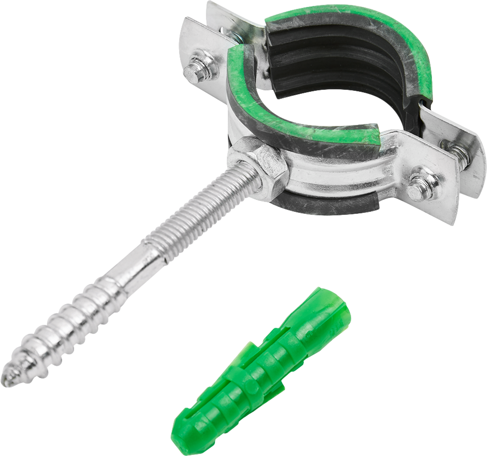 Хомут для труб Mayer 1" ø32-35 мм со шпилькой 8x70 и дюбелем гайка M8