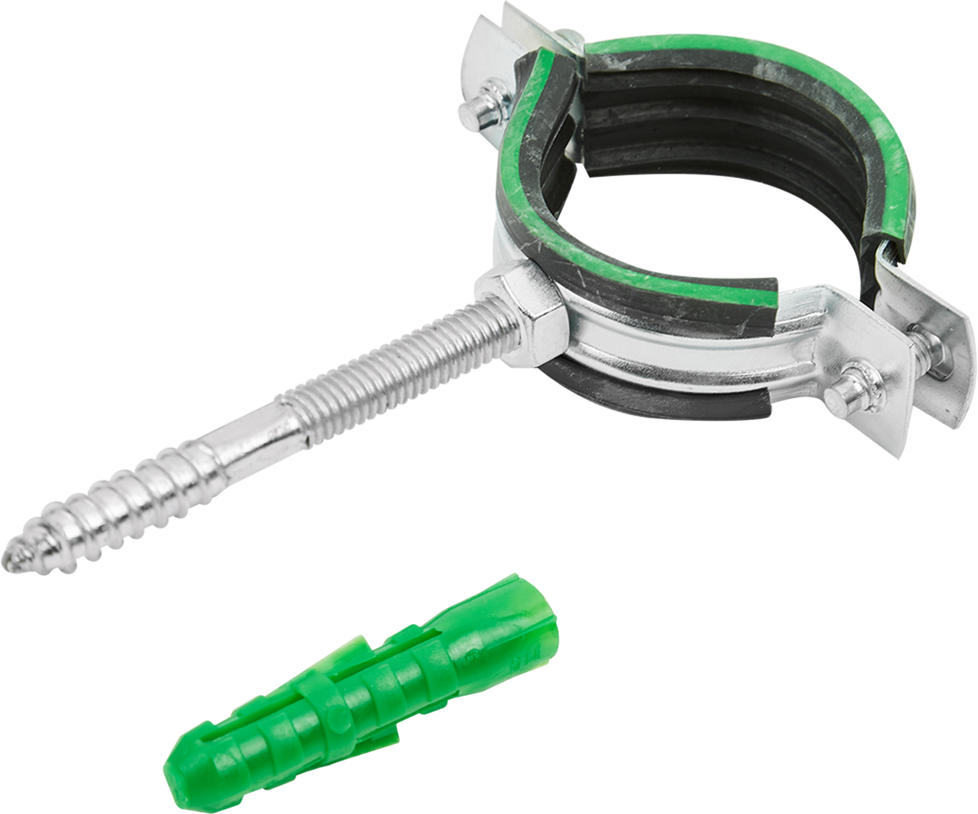 Хомут для труб Mayer 1 1/4" ø39-46 мм со шпилькой 8x70 и дюбелем гайка М8