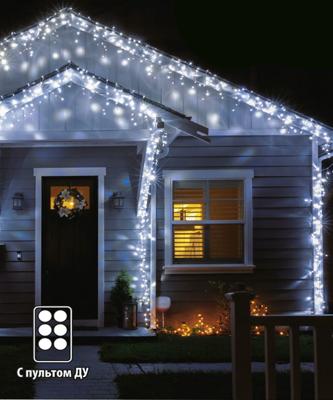 Изображение товара Гирлянда светодиодная влагозащищенная бахрома Uniel электрическая 20 м 480 LED IP44 белый свет