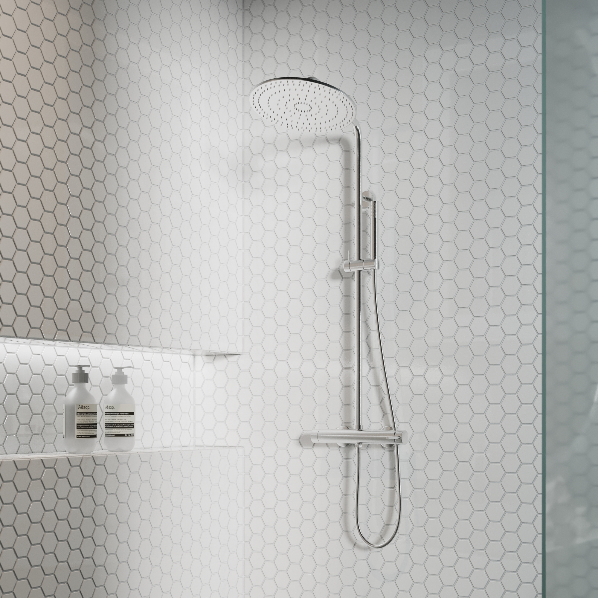 Изображение товара Мозаика керамическая Smart Mosaic Homework Hexagon White Glossy 26.5x27.8 см цвет белый