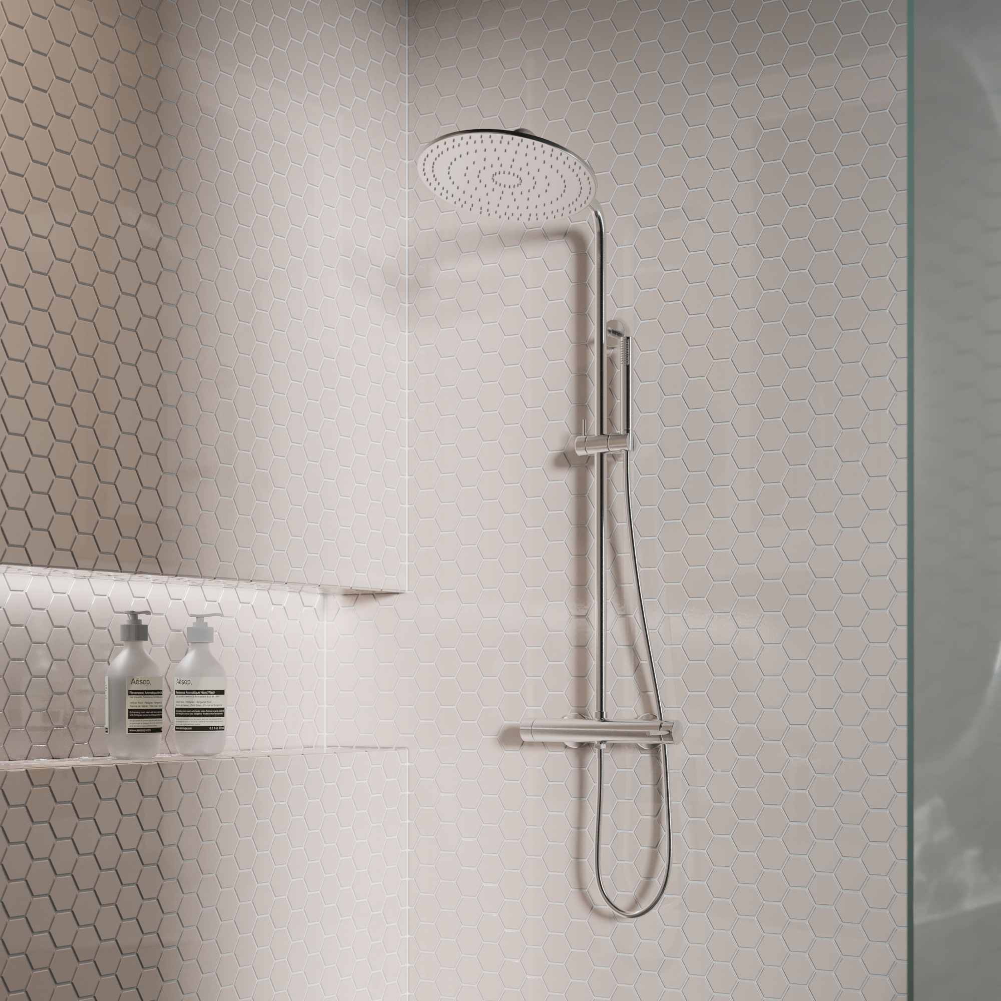 Изображение товара Керамическая мозаика Smart Mosaic Homework Hexagon Grey Glossy 27.1x28.2 см