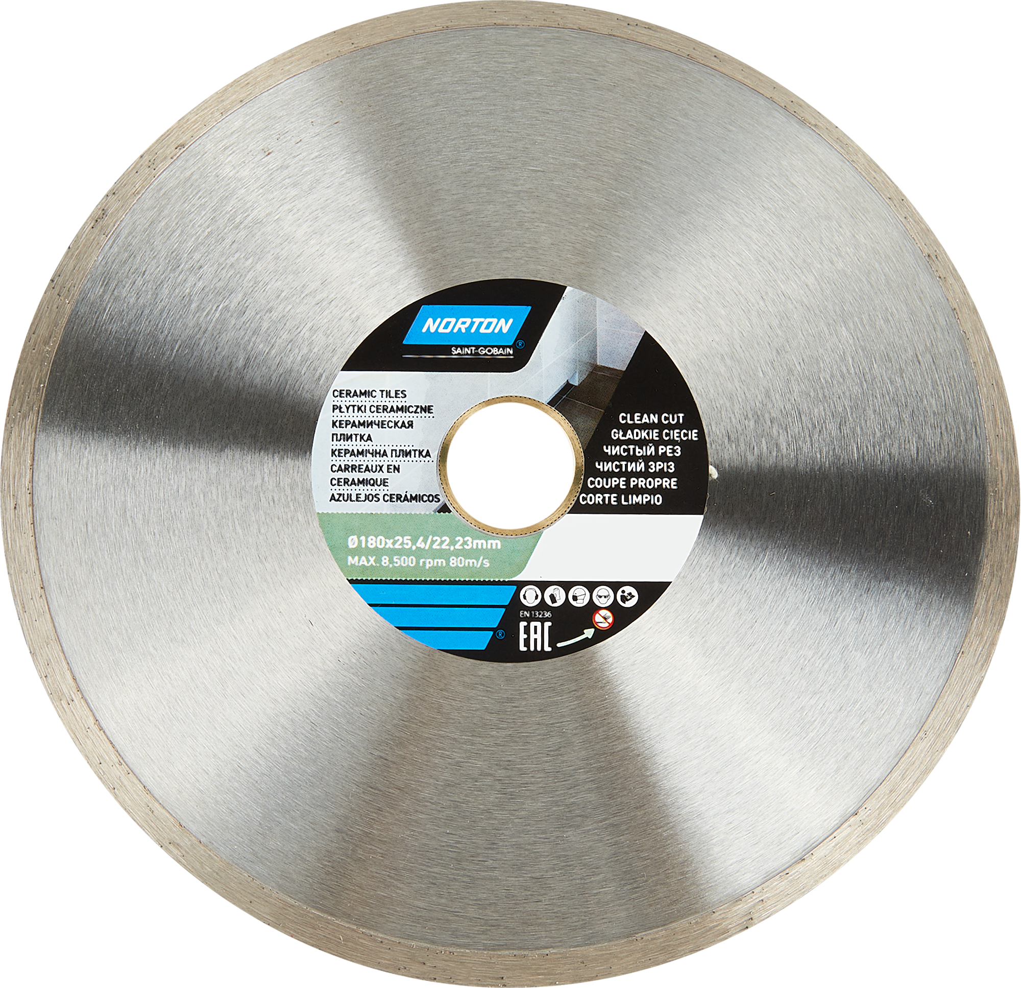 Изображение товара Диск алмазный по керамике Norton Ceram 70184601276 сплошной 180x25.4/22.2x1.8 мм