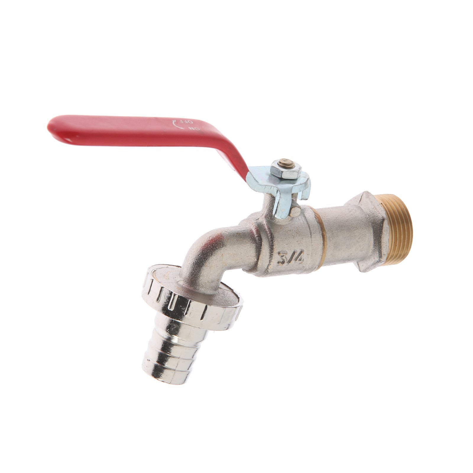 Изображение товара Кран вентильный Zein 3/4" со штуцером наружная резьба никелированная латунь