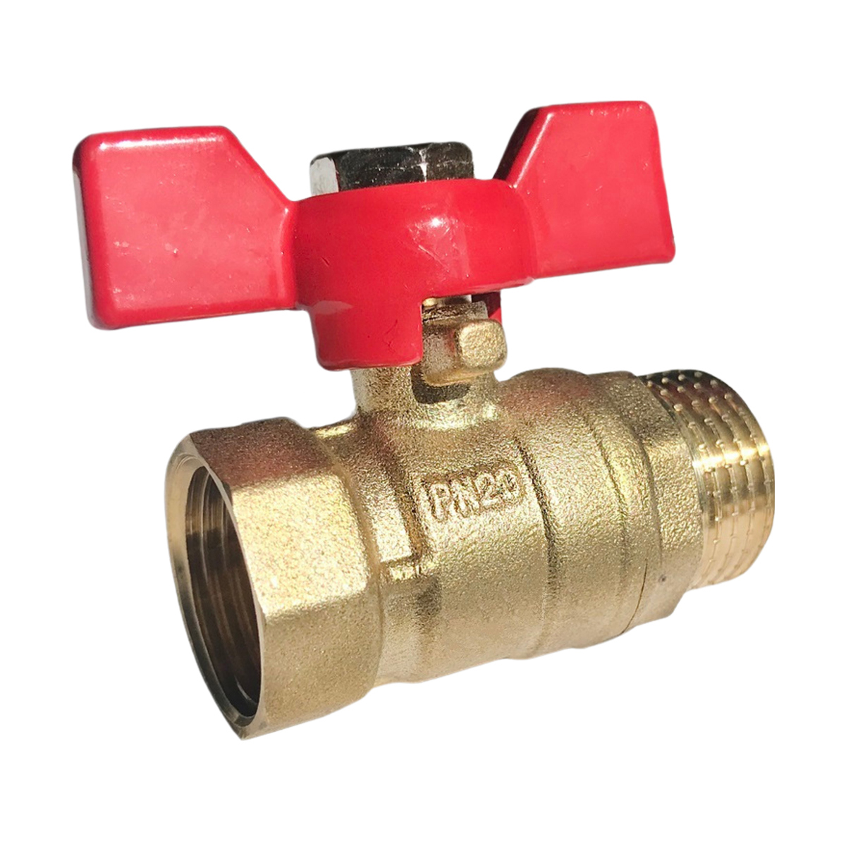 Изображение товара Кран шаровой Profeco PE-34FMB 3/4 дюйма латунный с бабочкой ручкой