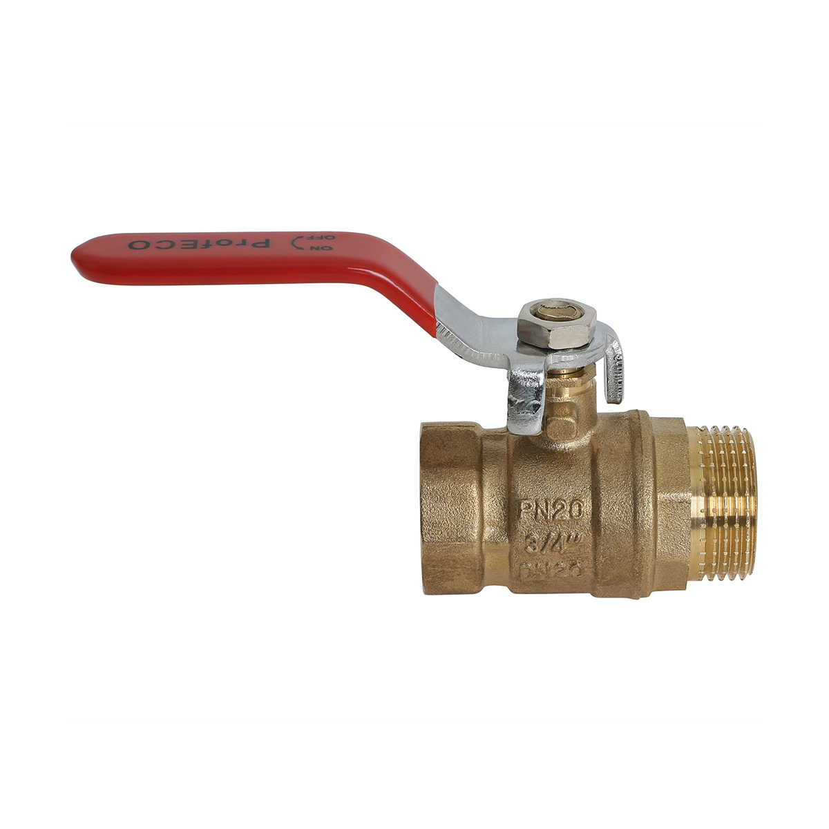 Изображение товара Кран шаровой Profeco PE-34FML 3/4" латунный для воды с ручкой и высокой герметичностью