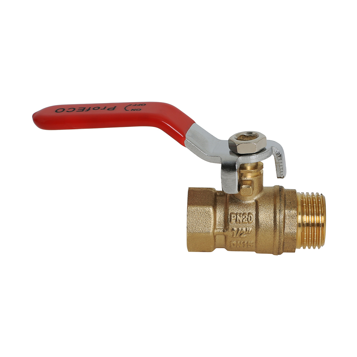 Изображение товара Кран шаровой Profeco PE-12FML 1/2 латунь для воды 30 бар 20 лет службы