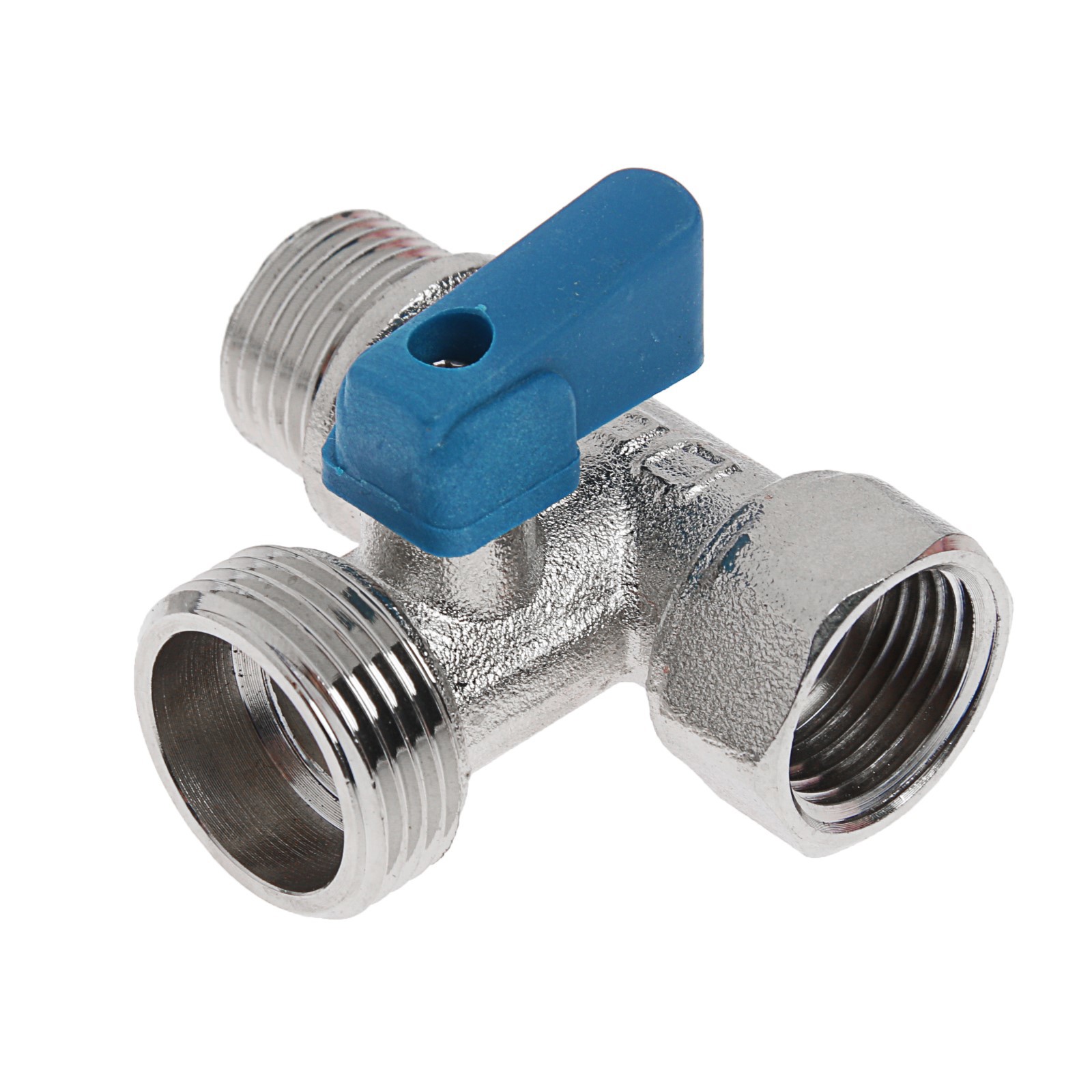 Изображение товара Кран шаровой Стм 1/2"х3/4"х1/2" с никелированным покрытием