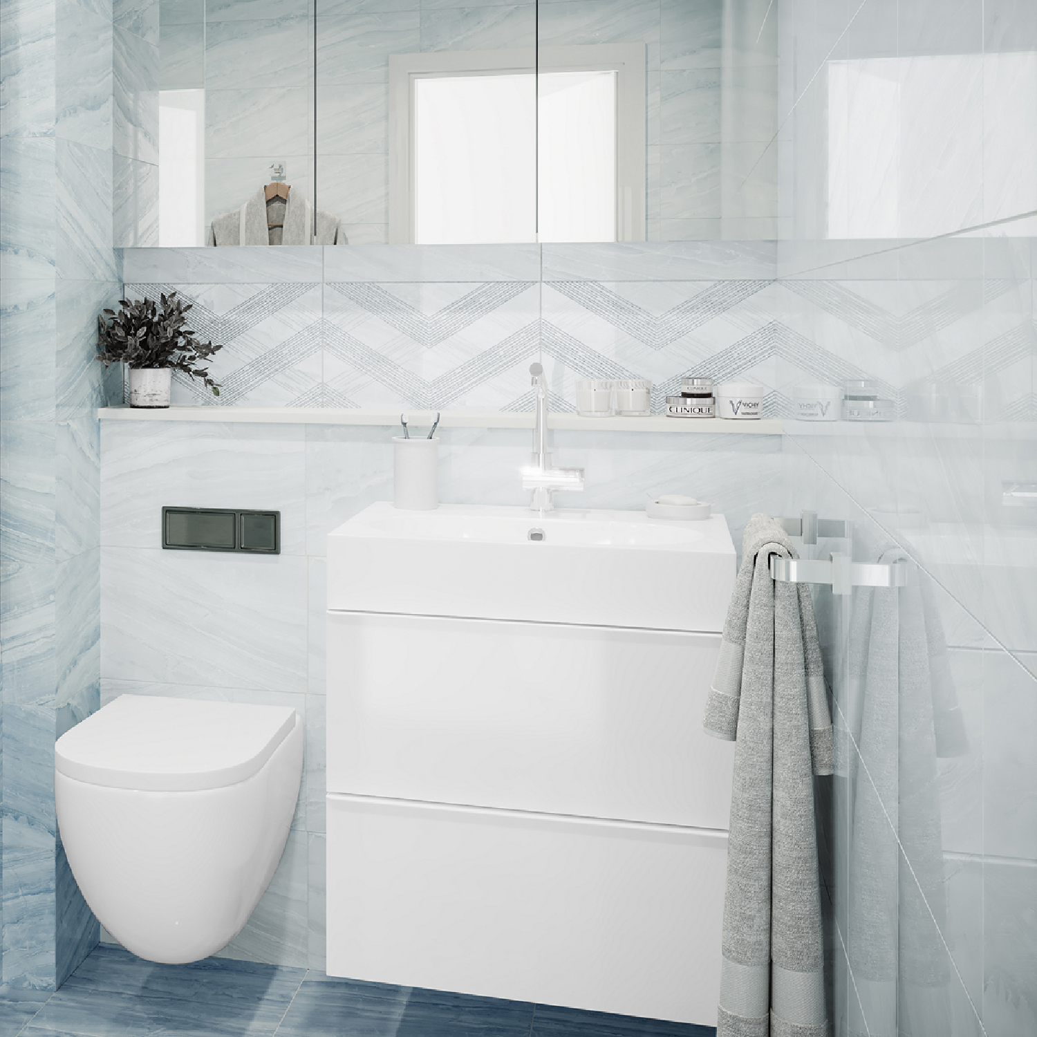 Изображение товара Плитка настенная Ars 40x27 см бело-голубая глянцевая с мраморным эффектом