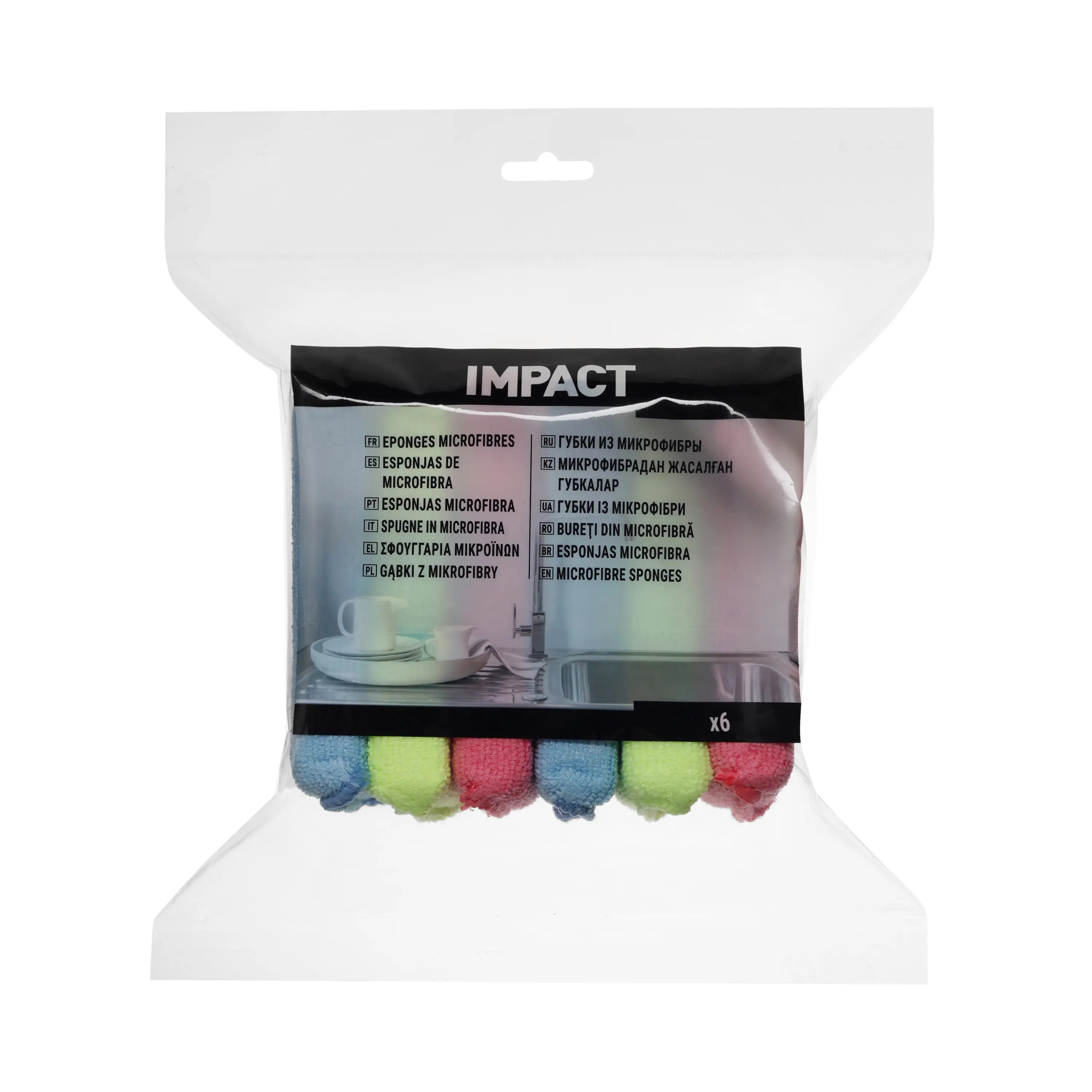 Губки для уборки Impact 15x10x2 см микрофибра 6 шт. - 2