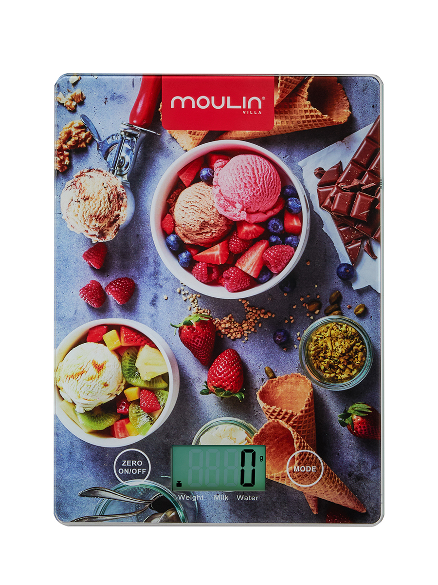Изображение товара Электронные весы Moulin villa KS-MV 001 максимальная нагрузка 5 кг цвет серый/розовый/желтый
