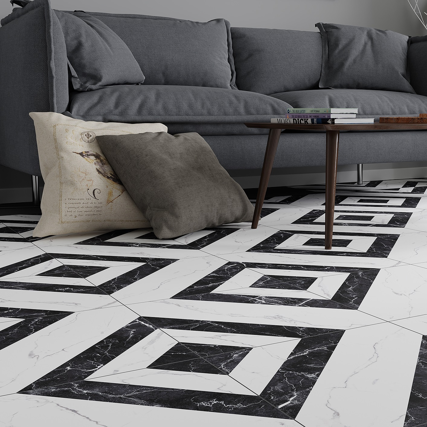 Изображение товара Глазурованный керамогранит Cersanit Diva 42x42 см 1.58 м² матовый цвет чёрно-белый