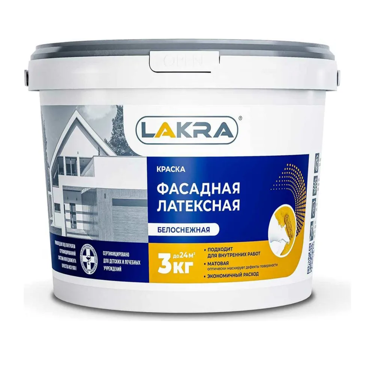 Изображение товара Краска фасадная ЛАКРА 8306488 3 л цвет белый