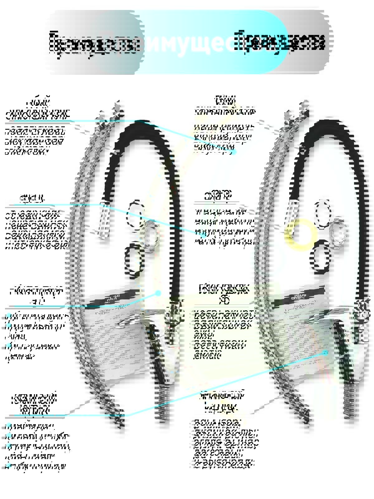 Изображение товара Смеситель для кухни Rainsberg R3193f-2 с гибким изливом и черным цветом