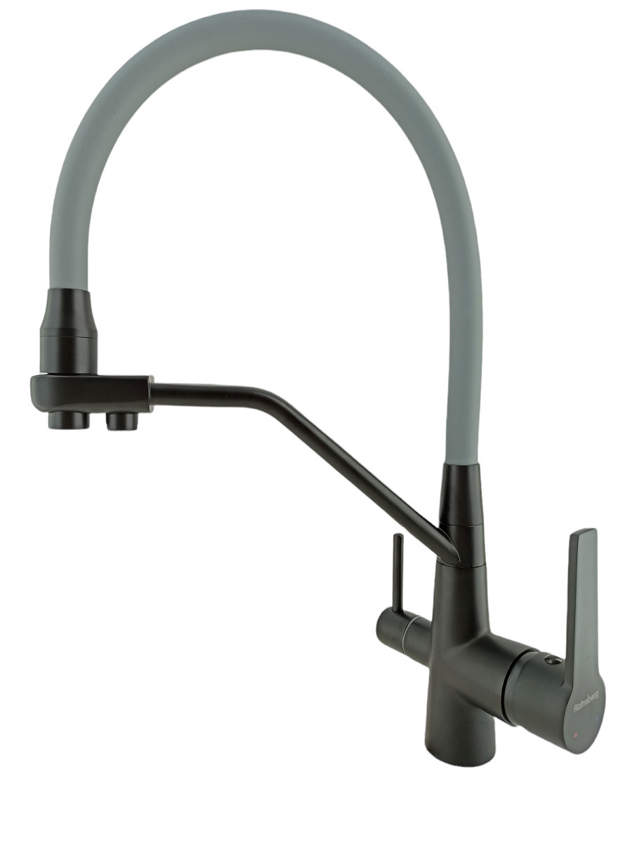 Изображение товара Однорычажный кухонный смеситель Rainsberg R603ck-5 черный матовый высота 22 см